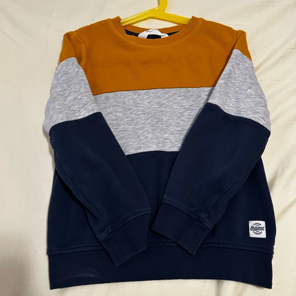 H&M Mustard, Gray, and Navy Crewneck Sweater